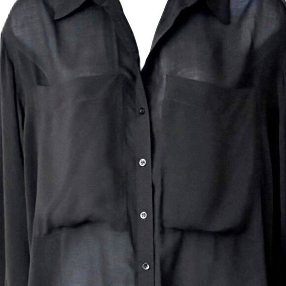 Maje Black Sheer Long- Sleeved Shirt - Picture 4 of 8